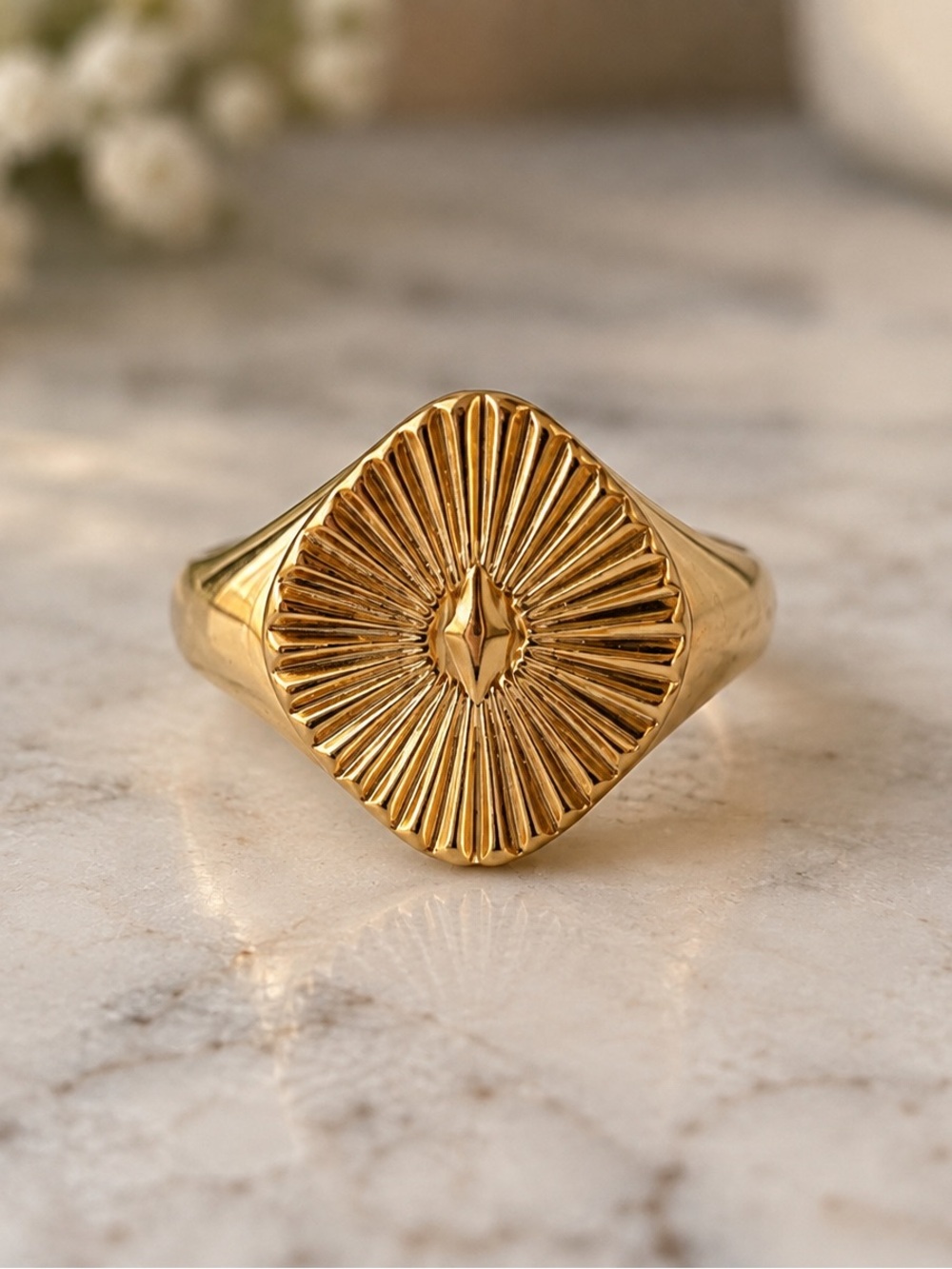 Anthropologie Gold-Tone Sunburst Statement Ring